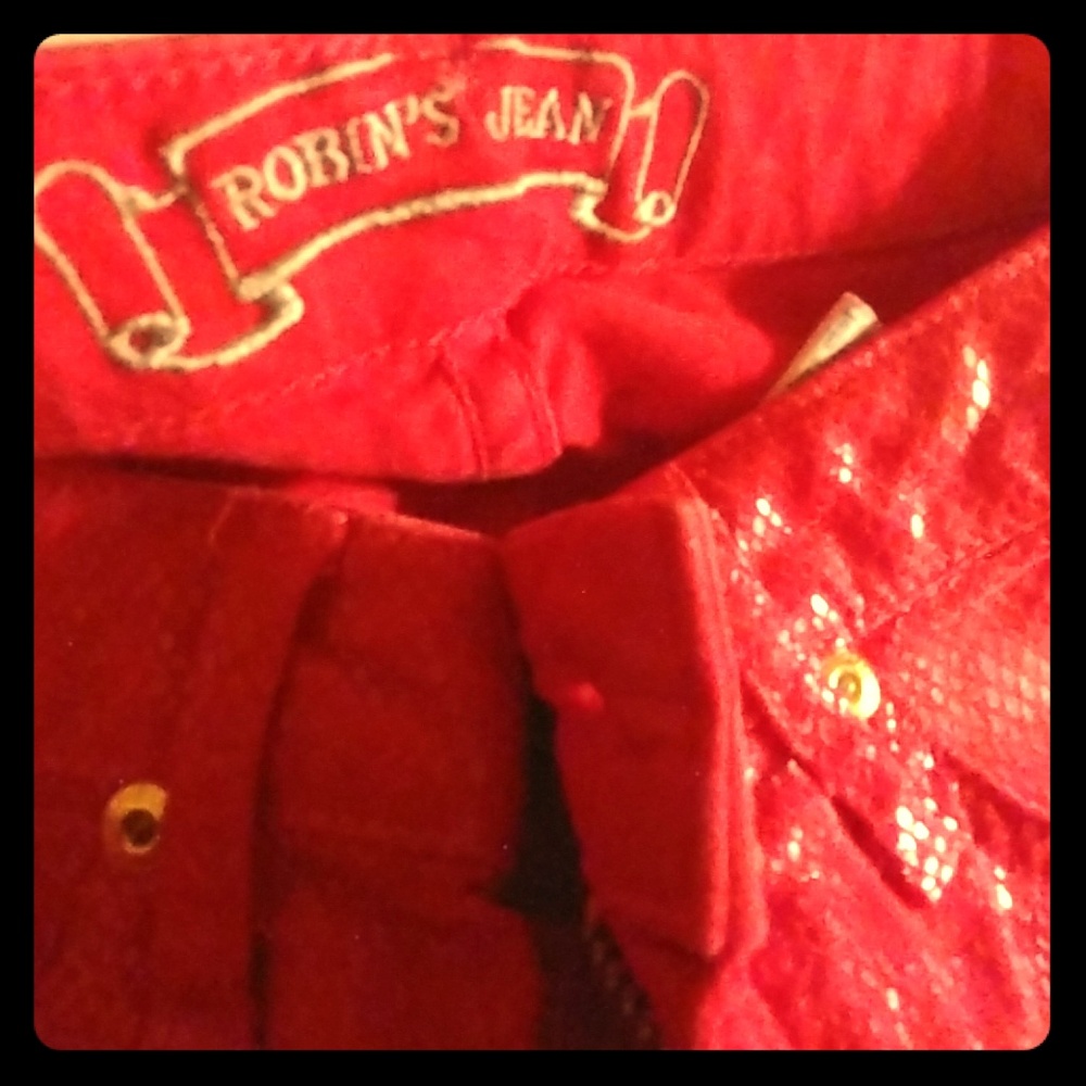 Red faux snake skin Robin's Jeans